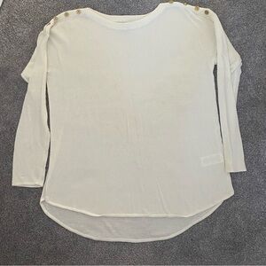 Michael Kors White Long Sleeve Sweater with Gold Buttons